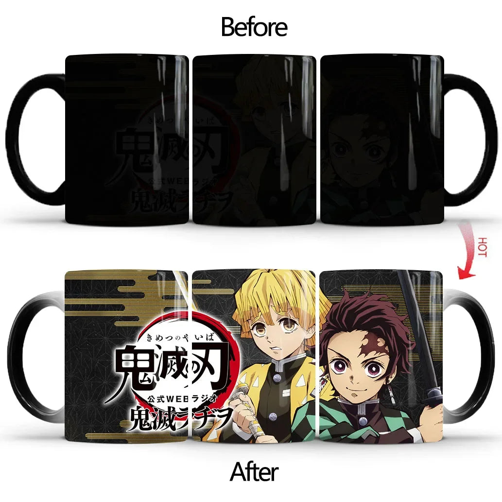 Demon Slayer Discoloration Mug Kimetsu No Yaiba Color Changing Cup Anime Ceramic Coffee Cup Heat Sensitive Milk Tea Mugs Novelty