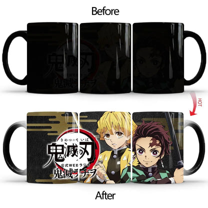 Demon Slayer Discoloration Mug Kimetsu No Yaiba Color Changing Cup Anime Ceramic Coffee Cup Heat Sensitive Milk Tea Mugs Novelty