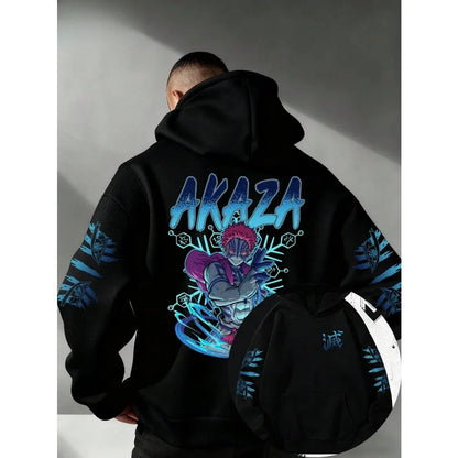 American Street Y2K "Demon Slayer" Themed Printed Men's Hoodie Anime Suitable for Both Men and Women Casual Sportswear