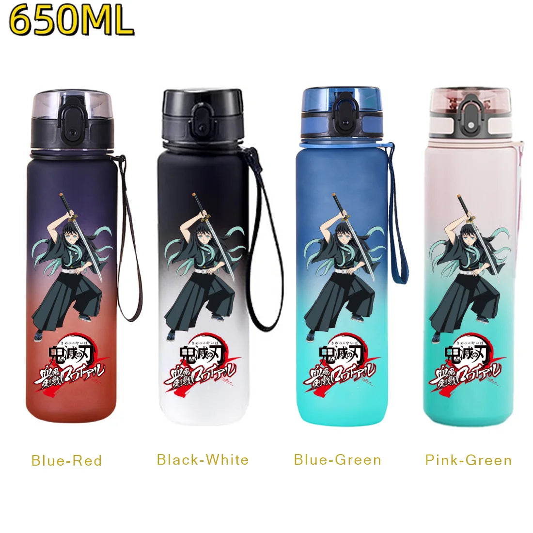 650ML Demon Slayer Kamado Tanjirou Rengoku Kyoujurou Portable Sports Water Bottle Leak Proof Outdoor Travel Sports Fitness Jugs