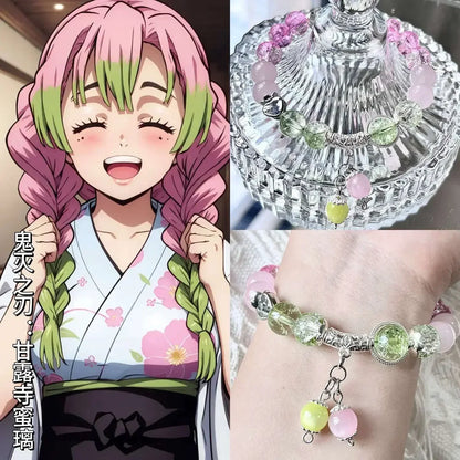 New Demon Slayer Tokitou Muichirou Tomioka Giyuu Tsuyuri Kanao Kanroji Mitsuri Bracelet Fashion Cartoon Accessories Couple Gift