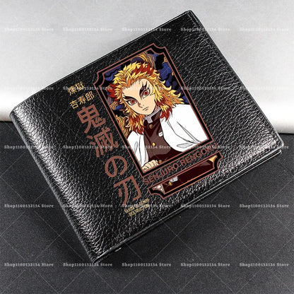 Demon Slayer Man Wallet Anime Print Short Wallets Portable Card Pack Fashion Zipper Coin Purse Adult Card Holder Male Money Bag