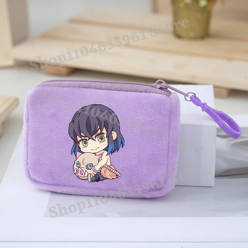 Demon Slayer Coin Purse Kimetsu No Yaiba Boy Girl Anime Cartoon Small Wallet Portable Mini Storage Bags Pendant Plush Coin Purse