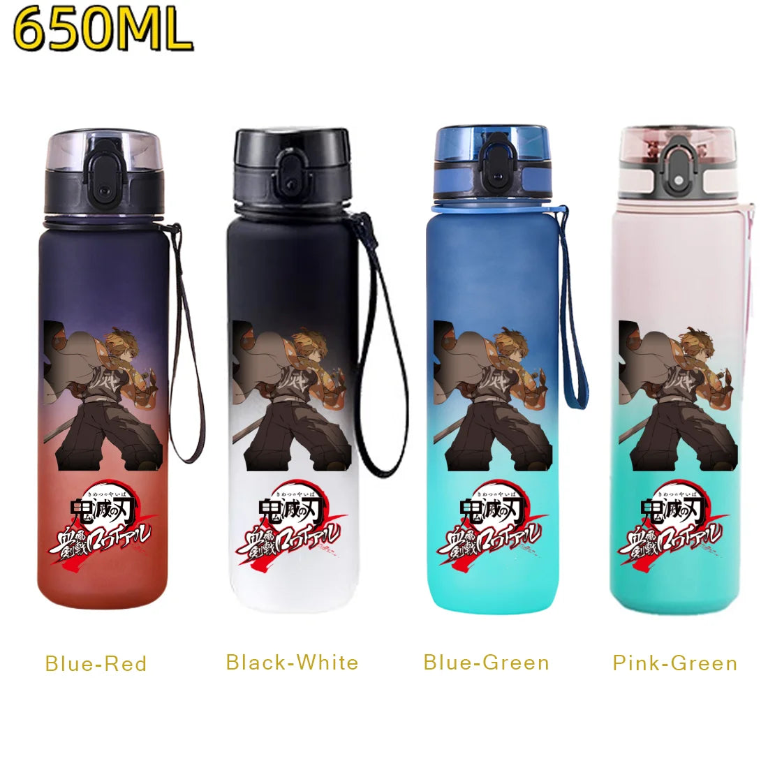650ML Demon Slayer Kamado Tanjirou Rengoku Kyoujurou Portable Sports Water Bottle Leak Proof Outdoor Travel Sports Fitness Jugs