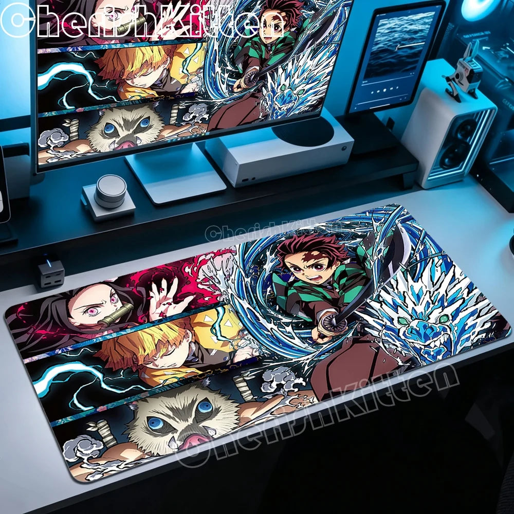XXL Mouse Pad Large Demon Slayer Mousepad Office Computer Keyboard Gaming Table Mats for Laptop PC Anti-Slip Rubber Desk Mat