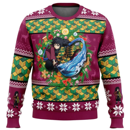 Demon Slayers Winter Christmas Series Blade Round Neck Hoodie Printed Imitation Sweater Knitted Daily Necessities