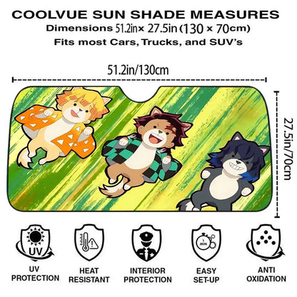 I-Inosukes Zenitsus T-Tanjiros Car SunShade Windshield Cover UV Protection Auto Visor Accessories For Cars