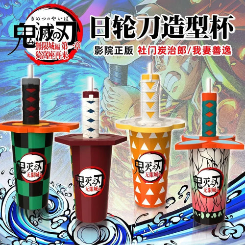 Original 32oz Demon Slayer Straw Cup Popcorn Bucket Demon Slayer Kamado Tanjirou Tomioka Giyuu Anime Peripheral Gifts Cup