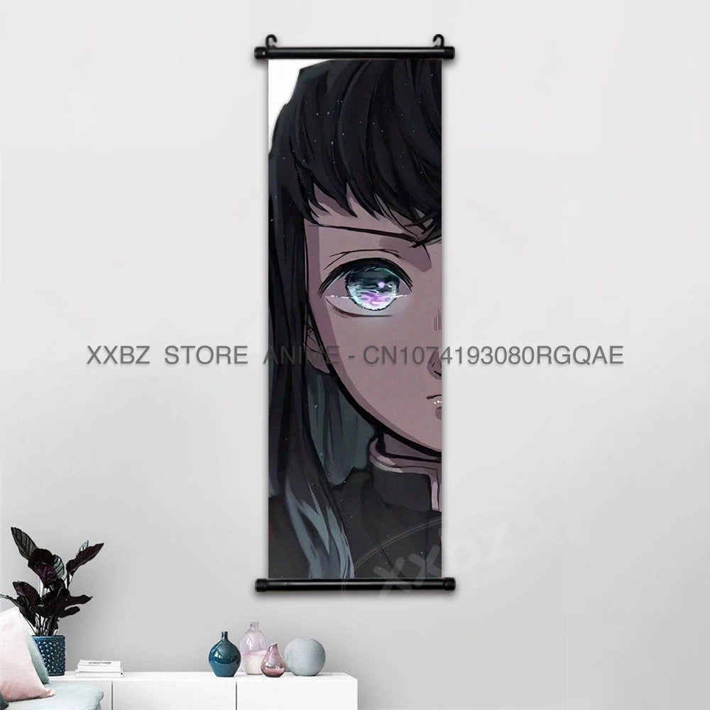 Demon Slayer Scroll Pictures Anime Poster Kochou Shinobu Home Decor Prints Wall Art Canvas Hanging Painting For Living Room Gift