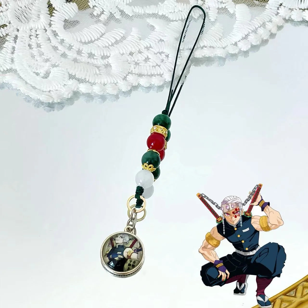 Anime Demon Slayer Periphery Hand Rope Tanjiro Kamado Giyu Tomioka Kyojuro Rengoku 15 styles Keychain Decorations Christmas Gift
