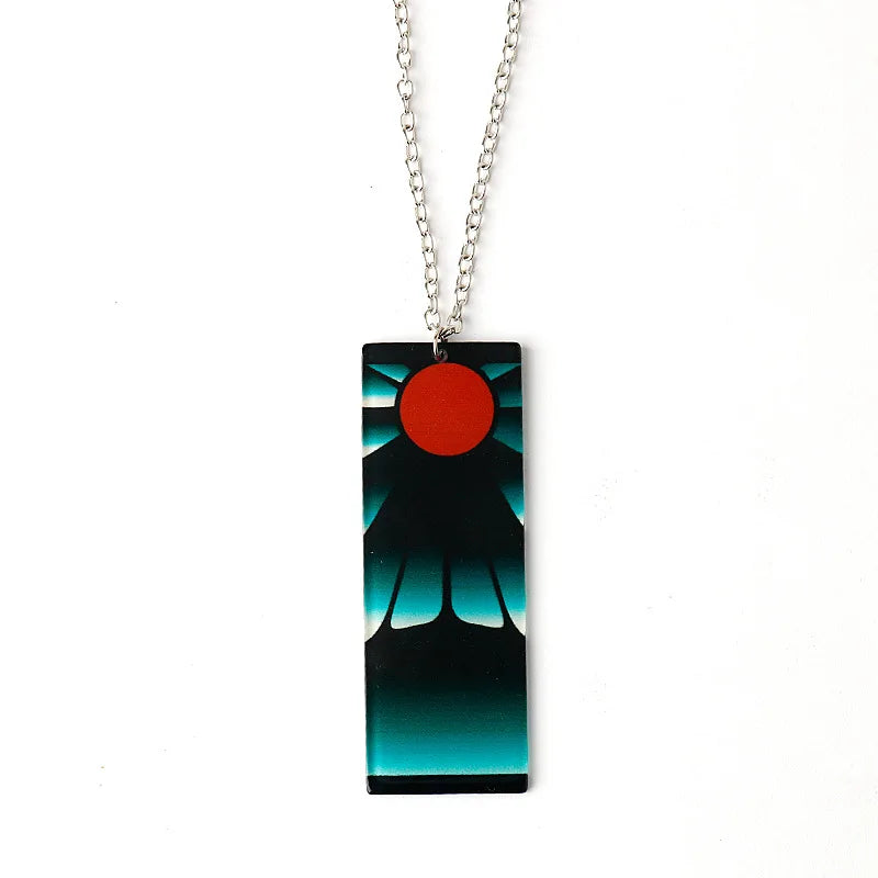 Japanese Anime Demon Slayer Necklace Kamado Tanjiro Pendant Acrylic Accessories Wholesale Cosplay Jewelry Gift for Fans