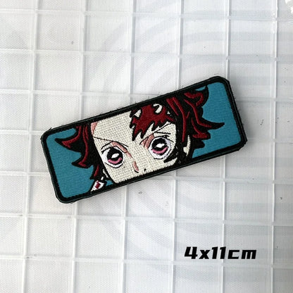 Japanese Anime Character Morale Badge Zaomen Tanjiro Embroidered Hook and Loop Patches Tactical Backpack Decoration Sticker