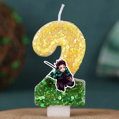 Demon Slayer Tanjirou Digital Candle Number 0-9 Kids Birthday Cake Decoration Supplies Cartoon Anime Party Accessories Supplies