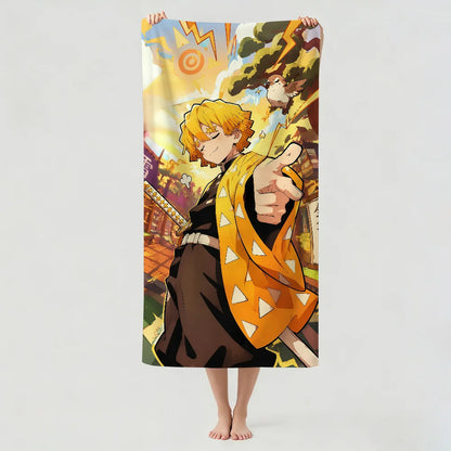 Anime D-Demon S-Slayer  Towel Drying Bath Towel Applicable To Light Swimming Camping Yoga Beach Out