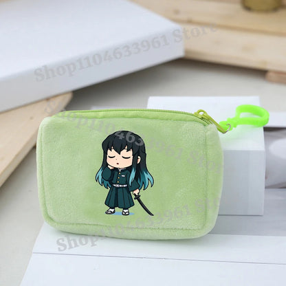 Demon Slayer Coin Purse Kimetsu No Yaiba Boy Girl Anime Cartoon Small Wallet Portable Mini Storage Bags Pendant Plush Coin Purse