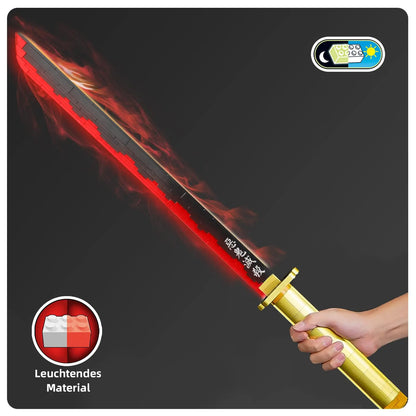 Demon Slayer Yoriichi Tsugikuni Nichirin Sword Building Blocks 1:1 Replica Katana with Stand Collectible Gift for Anime Fans