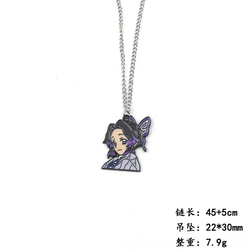 Anime Demon Slayer Cosplay Accessory Kimetsu No Yaiba Pendant Necklace Tanjiro Kamado Spray Paint Oil Drop Alloy Charm Jewelry