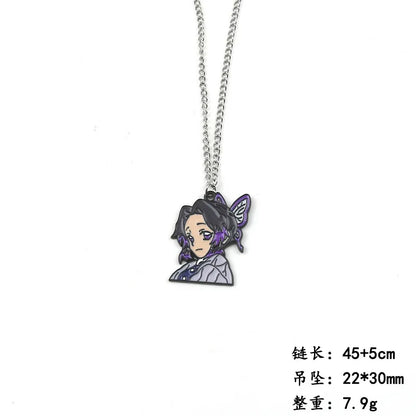 Anime Demon Slayer Cosplay Accessory Kimetsu No Yaiba Pendant Necklace Tanjiro Kamado Spray Paint Oil Drop Alloy Charm Jewelry
