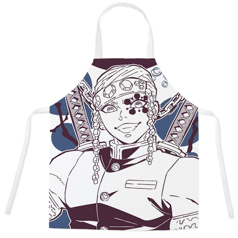 New Demon Slayer Apron Anime Cartoon Nezuko Tanjiro Linen Sleeveless Apron Kitchen Home Waist Studio Baking Studio Apron Gift