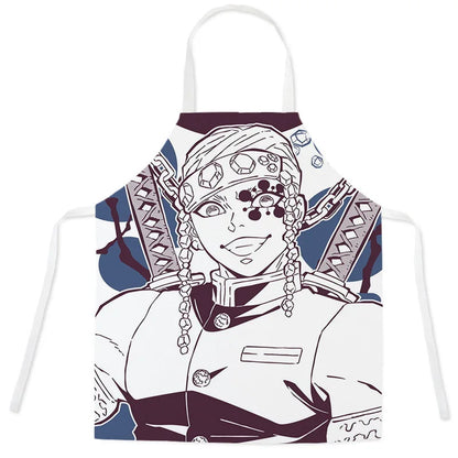 New Demon Slayer Apron Anime Cartoon Nezuko Tanjiro Linen Sleeveless Apron Kitchen Home Waist Studio Baking Studio Apron Gift