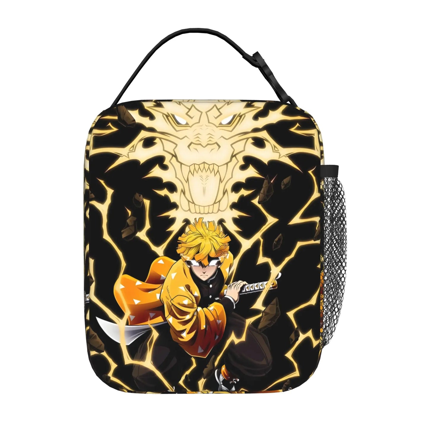 1 Piece Portable Lunch Container Lightning Warrior  Zipper Closure Durable Pocket Demon Slayer  For Lunch Lunch Box Bag
