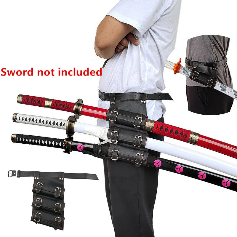Anime Demon Cosplay  1/2/3 Tier Set Katana Belt Sword Holster Waist Holder Knife Real Size Japanese Samurai Decor