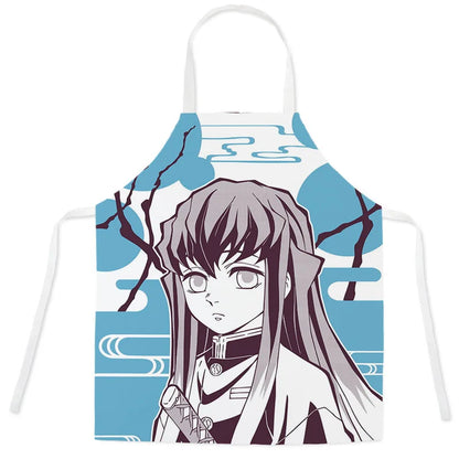New Demon Slayer Apron Anime Cartoon Nezuko Tanjiro Linen Sleeveless Apron Kitchen Home Waist Studio Baking Studio Apron Gift