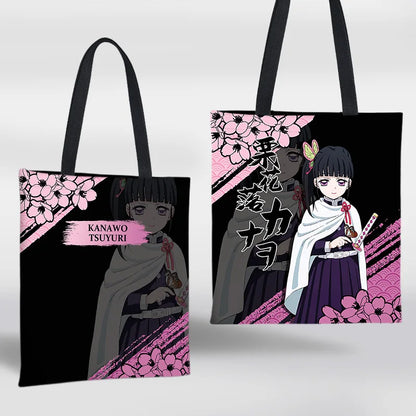 Demon Slayer Mini Shoulder Bag Tanjirou Nezuko Tote Bag Anime Canvas Backpack for Travel Hand-Painted Tote Bag Simple Style Gift