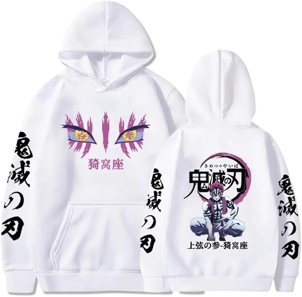 2026 Anime Demon Slayer Akaza Printed Hoodie Sweatshirt Men's and Women's Hoodie Men's Tops Sports Hoodie Harajuku Y2K Hoodie