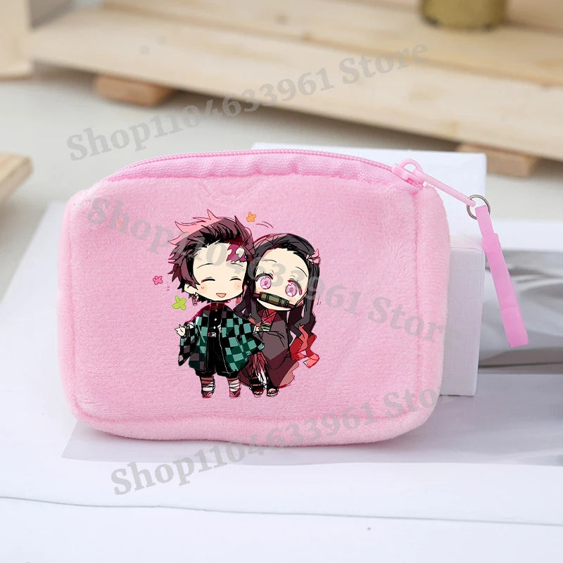Demon Slayer Coin Purse Kimetsu No Yaiba Boy Girl Anime Cartoon Small Wallet Portable Mini Storage Bags Pendant Plush Coin Purse