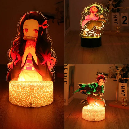 Anime Figures Lamp Tanjirou Nezuko Zenitsu Led Night Light Remote Control Smart Touch Lamps Room Decor Birthday Christmas Gift