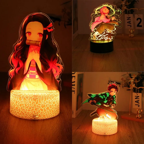 Anime Figures Lamp Tanjirou Nezuko Zenitsu Led Night Light Remote Control Smart Touch Lamps Room Decor Birthday Christmas Gift