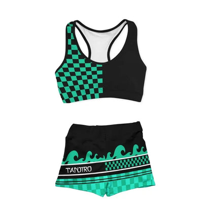 Demon Cosplay Slayer Kimetsu Women Sports Vest No Yaiba Clothes Kamado Nezuko Shinobu Sportswear Suit Swimsuit Two-piece Costume