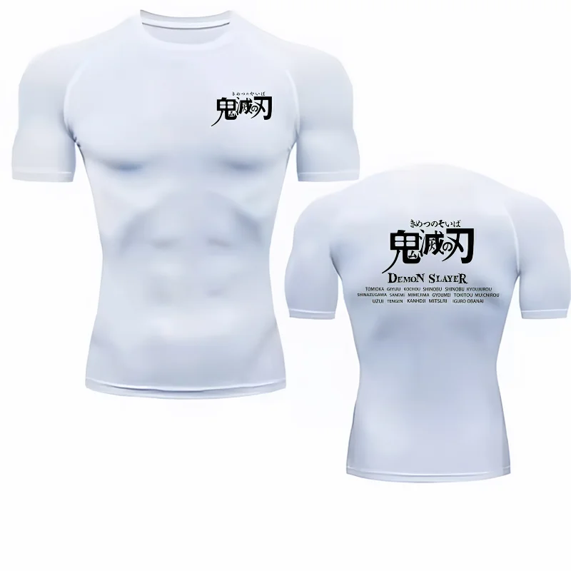 Bandai Demon Slayer Men T-shirt Hashira Names Print Compression Fitness Gym QuickDry SportT ShirtComfortableBreathableStreetwear