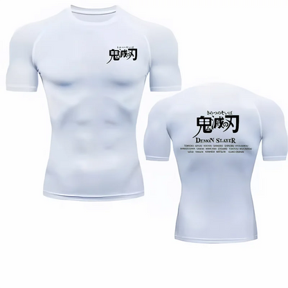 Bandai Demon Slayer Men T-shirt Hashira Names Print Compression Fitness Gym QuickDry SportT ShirtComfortableBreathableStreetwear