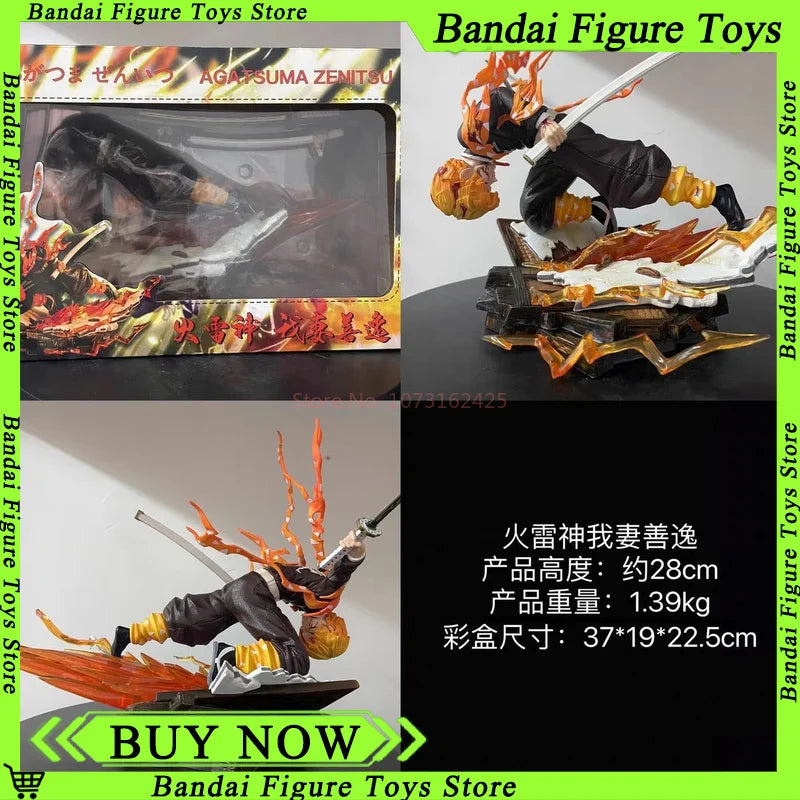 28CM Demon Slayer Infinity Castle Agatsuma Zenitsu Honoikazuchi Series GK Luminous Statue Action Figure Model Ornament Toy Gift