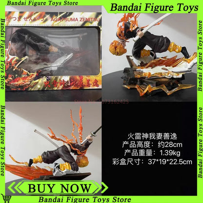28CM Demon Slayer Infinity Castle Agatsuma Zenitsu Honoikazuchi Series GK Luminous Statue Action Figure Model Ornament Toy Gift