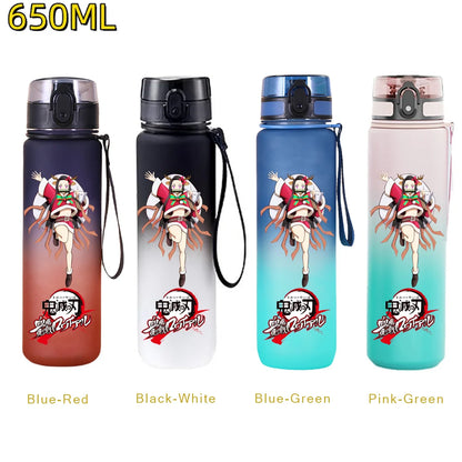 650ML Demon Slayer Kamado Tanjirou Rengoku Kyoujurou Portable Sports Water Bottle Leak Proof Outdoor Travel Sports Fitness Jugs