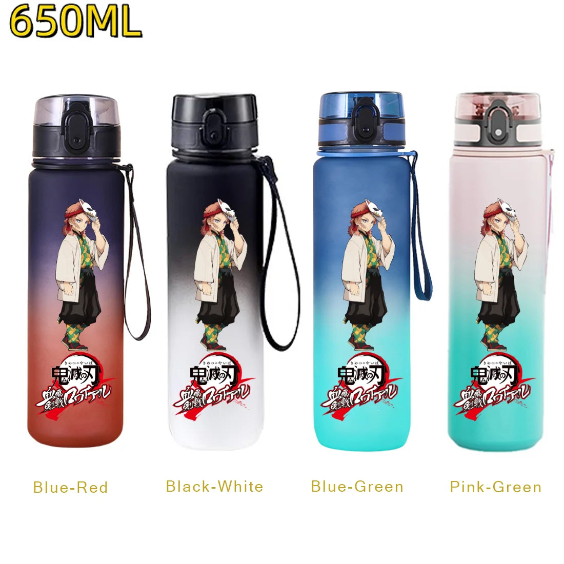 650ML Demon Slayer Kamado Tanjirou Rengoku Kyoujurou Portable Sports Water Bottle Leak Proof Outdoor Travel Sports Fitness Jugs
