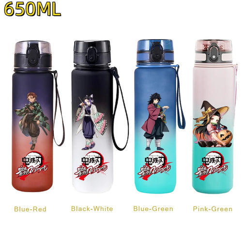 650ML Demon Slayer Kamado Tanjirou Rengoku Kyoujurou Portable Sports Water Bottle Leak Proof Outdoor Travel Sports Fitness Jugs