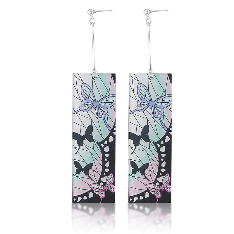 Creative Trinket Acrylic Tanjiro Earrings for Women Girl Accessories Handmade Hoop Earring Anime Jewelry earrings pendientes