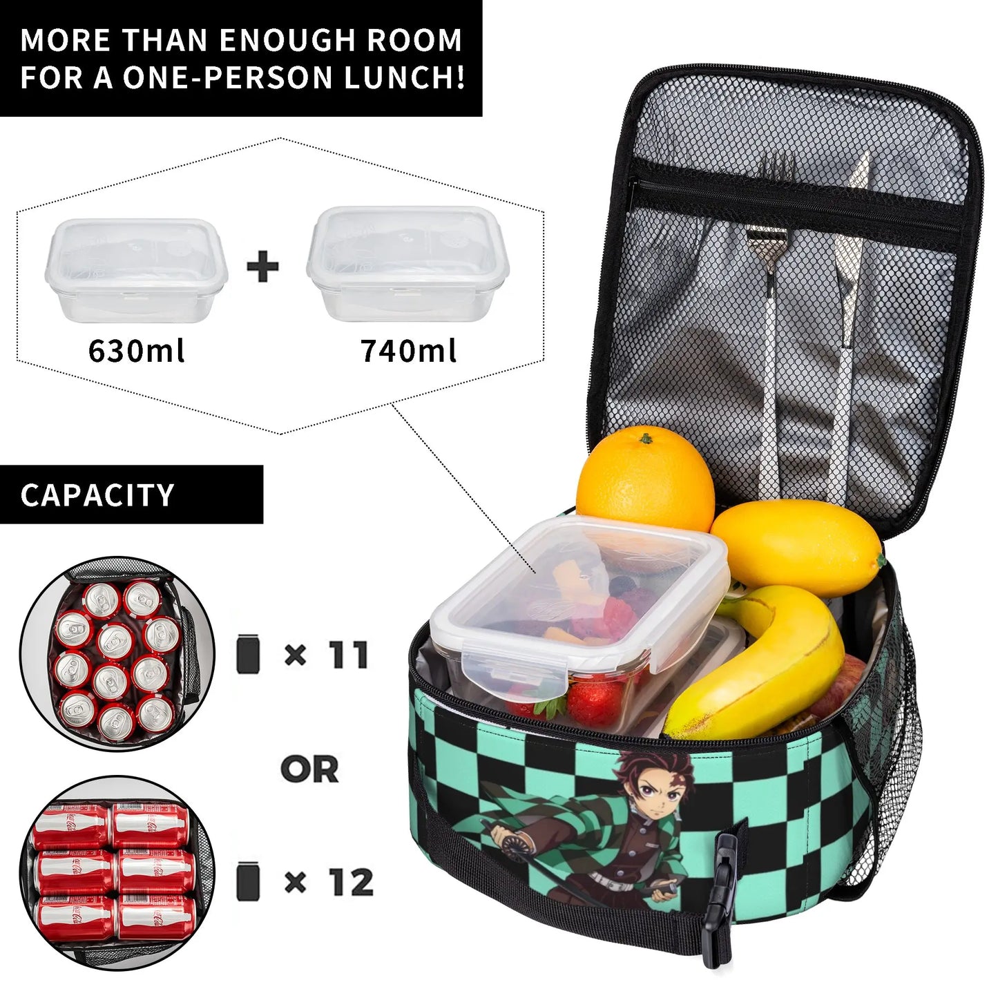 D-Demons Slayers Portable Lunch Box Multifunction Kimetsus No Yaibas Cooler Thermal Food Insulated Lunch Bag School Student