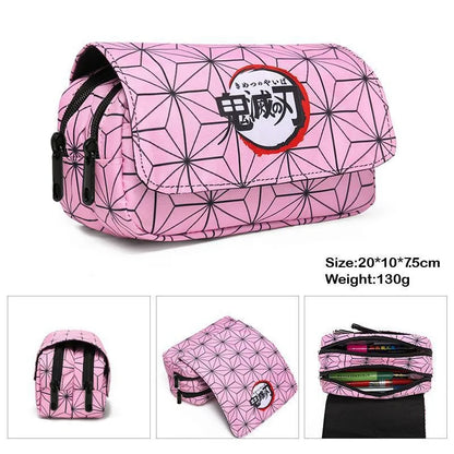 1PCS Demon Slayer  Anime Pen Bag Student Storage Bag Tanjirou Nezuko Zenitsu Giyuu Cartoon Pen Box Cute Boys Girls Pencil Case