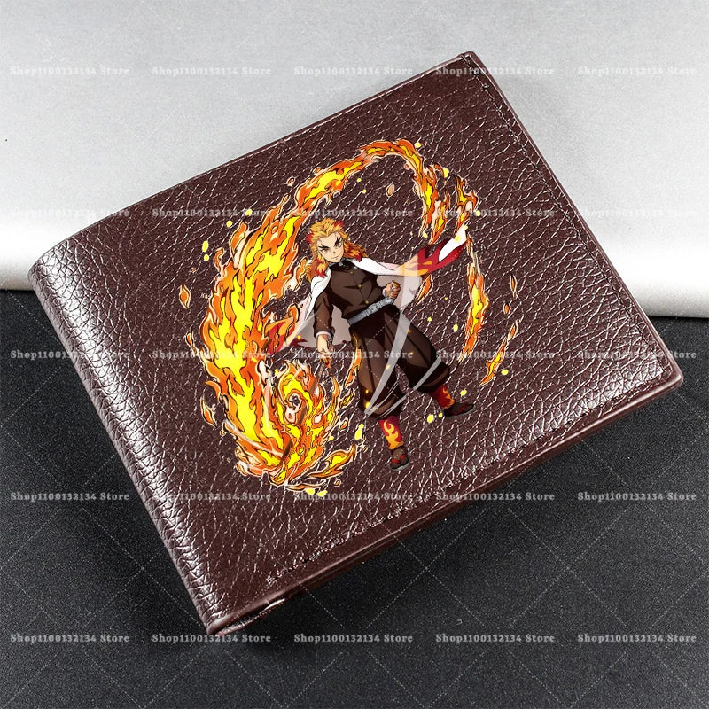 Demon Slayer Man Wallet Anime Print Short Wallets Portable Card Pack Fashion Zipper Coin Purse Adult Card Holder Male Money Bag