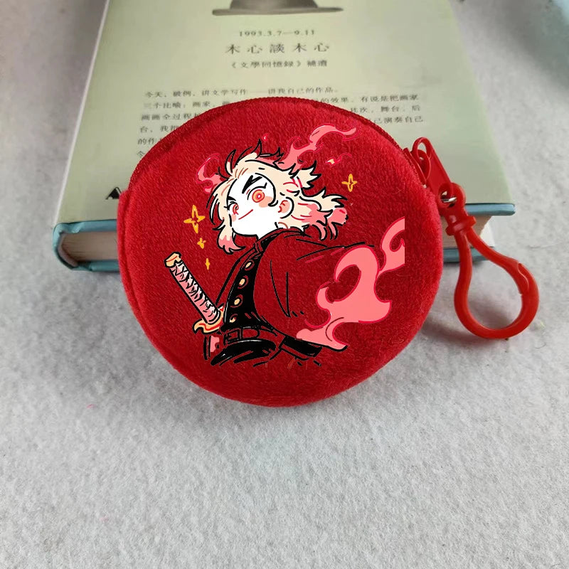 Demon Slayer Coin Purse Anime Figure Tanjiro Nezuko  Giyu Tomioka Wallet Key Earphones Storage Pouch Cute Round Mini Zero Wallet