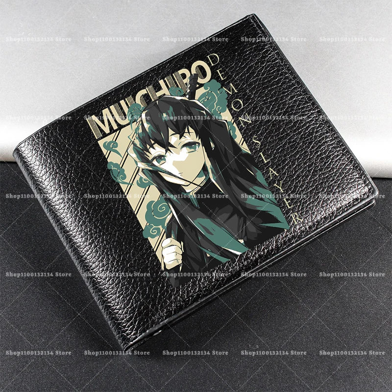 Demon Slayer Man Wallet Anime Print Short Wallets Portable Card Pack Fashion Zipper Coin Purse Adult Card Holder Male Money Bag