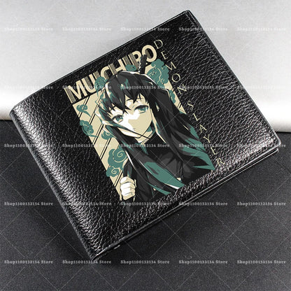 Demon Slayer Man Wallet Anime Print Short Wallets Portable Card Pack Fashion Zipper Coin Purse Adult Card Holder Male Money Bag