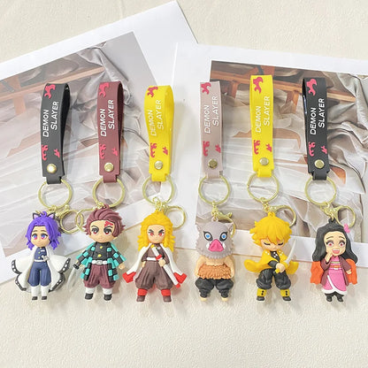 41 Styles Demon Slayer Kimetsu No Yaiba Blade of Ghost Keychain Cute Characters Bag Decor Car Key Chain Ring Fans Gift
