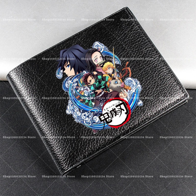 Demon Slayer Man Wallet Anime Print Short Wallets Portable Card Pack Fashion Zipper Coin Purse Adult Card Holder Male Money Bag