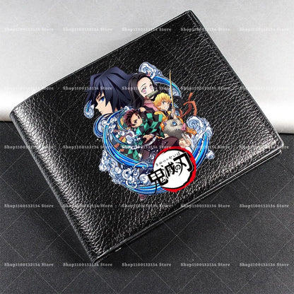 Demon Slayer Man Wallet Anime Print Short Wallets Portable Card Pack Fashion Zipper Coin Purse Adult Card Holder Male Money Bag
